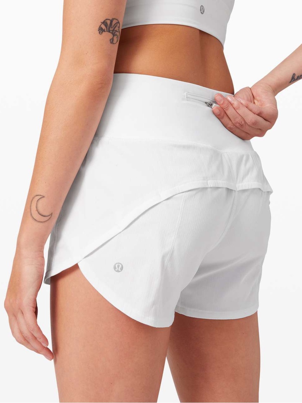 lululemon White Athletic Women's Running Shorts with Built-In Liner